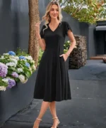 Women's V-Neck Midi Dress