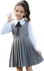 Girls Pleated School Pinafore Dress